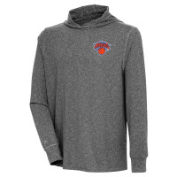 New York Knicks Antigua Saga Long Sleeve Hoodie basketball T-shirt - Heather Black