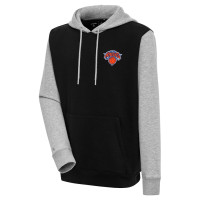 New York Knicks Antigua Victory Colorblock basketball Pullover Hoodie - Black/Heather Gray