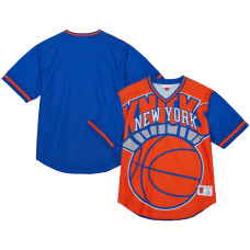 New York Knicks Mitchell & Ness Jumbotron 3.0 Mesh V-Neck basketball T-shirt - Orange New York Knicks Mitchell & Ness Jumbotron 3.0 Mesh V-Neck basketball T-shirt - Orange