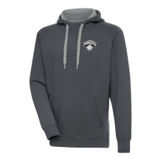 New York Knicks Antigua Metallic Logo Victory Raglan basketball Pullover Hoodie - Charcoal