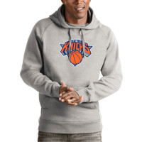 New York Knicks Antigua Team Logo Victory basketball Pullover Hoodie - Heather Gray
