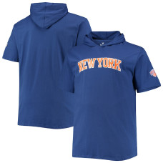New York Knicks Big & Tall 2-Hit Short Sleeve basketball Pullover Hoodie - Blue