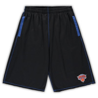 New York Knicks Big & Tall Contrast Stitch Knit basketball Shorts - Black/Blue