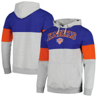 New York Knicks Fanatics Branded Contrast Pieced basketball Pullover Hoodie - Blue