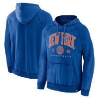 New York Knicks Fanatics Branded Foul Trouble Snow Wash Raglan basketball Pullover Hoodie - Heather Blue