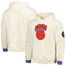 New York Knicks Mitchell & Ness Chainstitch Felt basketball Pullover Hoodie - Cream