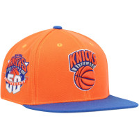 New York Knicks Mitchell & Ness Hardwood Classics 50th Anniversary Team Side Fitted Hat - Orange/Blue
