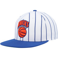 New York Knicks Mitchell & Ness Hardwood Classics Pinstripe Snapback Hat - White New York Knicks Mitchell & Ness Hardwood Classics Pinstripe Snapback Hat - White
