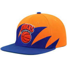 New York Knicks Mitchell & Ness Hardwood Classics Sharktooth Snapback Hat - Orange/Blue