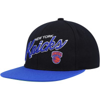 New York Knicks Mitchell & Ness Team Script 2.0 Fitted Hat - Black/Blue New York Knicks Mitchell & Ness Team Script 2.0 Fitted Hat - Black/Blue