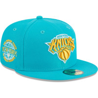 New York Knicks New Era 2-Time Champions Breeze Grilled Yellow Undervisor 59FIFTY Fitted Hat - Turquoise