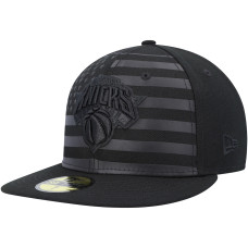 New York Knicks New Era Black on Black Tonal Flag 59FIFTY Fitted Hat New York Knicks New Era Black on Black Tonal Flag 59FIFTY Fitted Hat