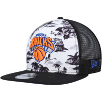 New York Knicks New Era Tonal Palm Trees Trucker 9FIFTY Snapback Hat - White/Black New York Knicks New Era Tonal Palm Trees Trucker 9FIFTY Snapback Hat - White/Black