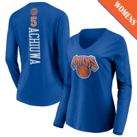 Women's Precious Achiuwa # 5 New York Knicks Playmaker Player Long Sleeve V-Neck Blue T-Shirt