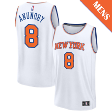 Men's OG Anunoby # 8 New York Knicks Fast Break Association Edition White Jersey