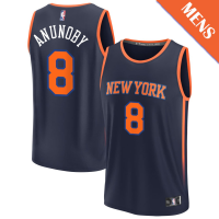 Men's OG Anunoby # 8 New York Knicks Fast Break Statement Edition Navy Jersey
