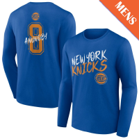 Men's OG Anunoby # 8 New York Knicks Hustle Long Sleeve Blue T-Shirt