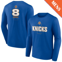 Men's OG Anunoby # 8 New York Knicks Player Midfielder Long Sleeve Blue T-Shirt