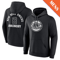 Men's OG Anunoby # 8 New York Knicks Player Monochrome Black Pullover Hoodie