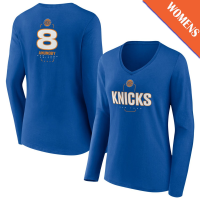 Women's OG Anunoby # 8 New York Knicks Player Midfielder Long Sleeve V-Neck Blue T-Shirt