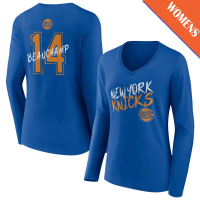 Women's MarJon Beauchamp # 14 New York Knicks Hustle Long Sleeve V-Neck Blue T-Shirt