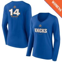Women's MarJon Beauchamp # 14 New York Knicks Player Midfielder Long Sleeve V-Neck Blue T-Shirt