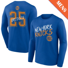 Men's Mikal Bridges # 25 New York Knicks Hustle Long Sleeve Blue T-Shirt