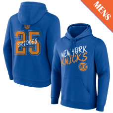 Men's Mikal Bridges # 25 New York Knicks Hustle Blue Pullover Hoodie