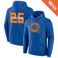 Men's Mikal Bridges # 25 New York Knicks Stellar Player Blue Pullover Hoodie