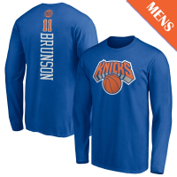 Men's Jalen Brunson # 11 New York Knicks Playmaker Player Long Sleeve Blue T-Shirt