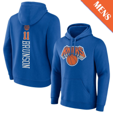 Men's Jalen Brunson # 11 New York Knicks Playmaker Player Blue Pullover Hoodie