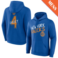 Men's Pacome Dadiet # 4 New York Knicks Hustle Blue Pullover Hoodie