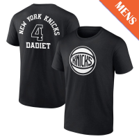 Men's Pacome Dadiet # 4 New York Knicks Player Monochrome Black T-Shirt