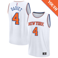Youth Pacome Dadiet # 4 New York Knicks Fast Break Association Edition White Jersey
