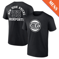 Men's Ariel Hukporti # 55 New York Knicks Player Monochrome Black T-Shirt