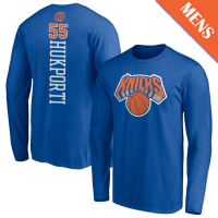Men's Ariel Hukporti # 55 New York Knicks Playmaker Player Long Sleeve Blue T-Shirt