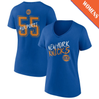 Women's Ariel Hukporti # 55 New York Knicks Hustle V-Neck Blue T-Shirt