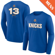 Men's Tyler Kolek # 13 New York Knicks Player Midfielder Long Sleeve Blue T-Shirt