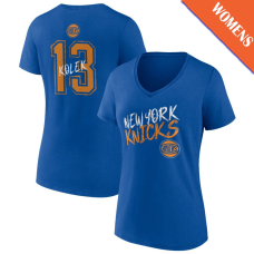Women's Tyler Kolek # 13 New York Knicks Hustle V-Neck Blue T-Shirt