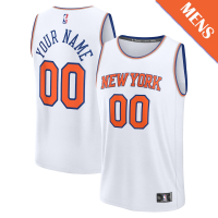 Men's Custom New York Knicks Fast Break Association Edition White Jersey
