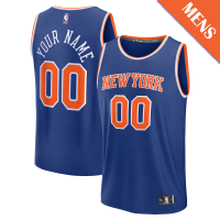 Men's Custom New York Knicks Fast Break Icon Edition Blue Jersey