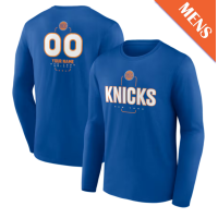 Men's Custom New York Knicks Personalized Name & Number Midfielder Long Sleeve Blue T-Shirt