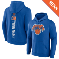 Men's Custom New York Knicks Playmaker Personalized Name & Number Blue Pullover Hoodie