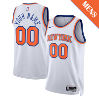 Men's Custom New York Knicks Swingman White Association Edition Jersey