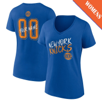 Women's Custom New York Knicks Hustle V-Neck Blue T-Shirt