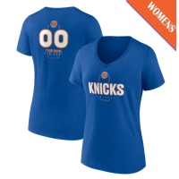 Women's Custom New York Knicks Personalized Name & Number Midfielder V-Neck Blue T-Shirt