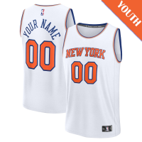 Youth Custom New York Knicks Fast Break Association Edition White Jersey