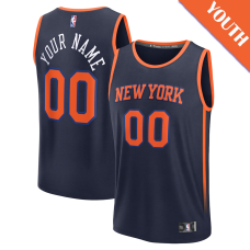 Youth Custom New York Knicks Fast Break Replica Navy Statement Edition Jersey