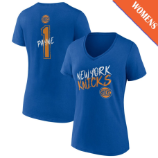 Women's Cameron Payne # 1 New York Knicks Hustle V-Neck Blue T-Shirt