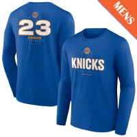 Men's Mitchell Robinson # 23 New York Knicks Player Midfielder Long Sleeve Blue T-Shirt